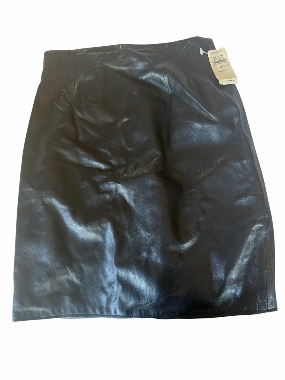 Vakko vintage Black Leather Pencil Skirt
